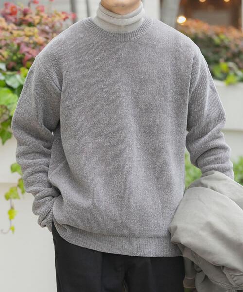 ITEMS URBANRESEARCH(アイテムズ アーバンリサーチ)の「ダブルフェイスシェニールクルーネックニット(ニット/セーター・メンズ・ホワイト/ブラック系その他/グレー系その他/ブルー系その他・MEDIUM/LARGE)」の3枚目の写真