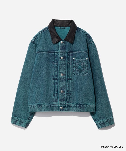 HARE(ハレ)の「プロジェクトセカイ×HARE シンセティックレザーキリカエデニムブルゾン(デニムジャケット・レディース・オレンジ系その他/ピンク系その他/グリーン系その他/ブルー系その他・SMALL/MEDIUM)」の2枚目の写真