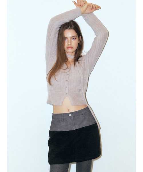 ETMON(エトモン)の「Mixed Shearling Mini Skirt, Black(スカート・レディース・その他・M/S)」の2枚目の写真