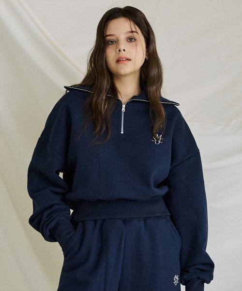 5OML(オーオーエムエル)の「ハイネックハーフジップスウェットシャツ(ネイビー)(その他トップス・レディース・その他・L/M)」の1枚目の写真