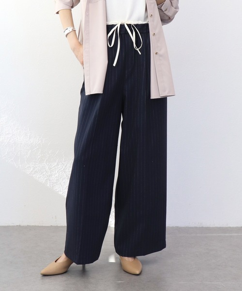 Jines(ジネス)の「ストライプツイルワイドパンツ(その他パンツ・レディース・グレー/ホワイト/ネイビー・38)」の3枚目の写真