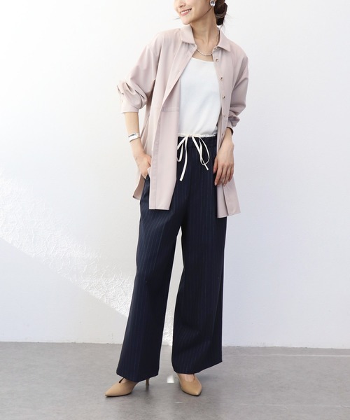 Jines(ジネス)の「ストライプツイルワイドパンツ(その他パンツ・レディース・グレー/ホワイト/ネイビー・38)」の4枚目の写真