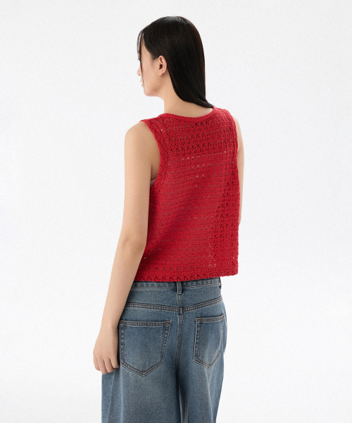 MUSINSA STANDARD WOMAN（ムシンサスタンダードウーマン）の「ウィメンズクロシェベスト[レッド]（ベスト・レディース・その他・SMALL/MEDIUM/X-SMALL/LARGE）」の3枚目の写真