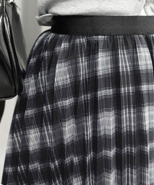 Lots of Love(ロッツオブラブ)の「シフォンチェックプリーツスカート(スカート・レディース・ブラウン/ブルー/ブラック・M)」の7枚目の写真