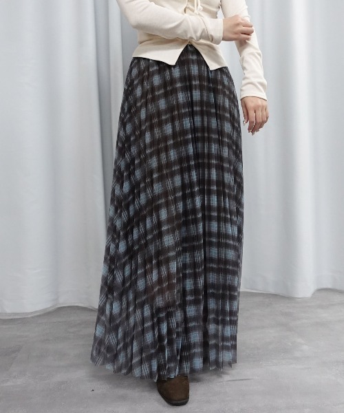 Lots of Love(ロッツオブラブ)の「シフォンチェックプリーツスカート(スカート・レディース・ブラウン/ブルー/ブラック・M)」の12枚目の写真