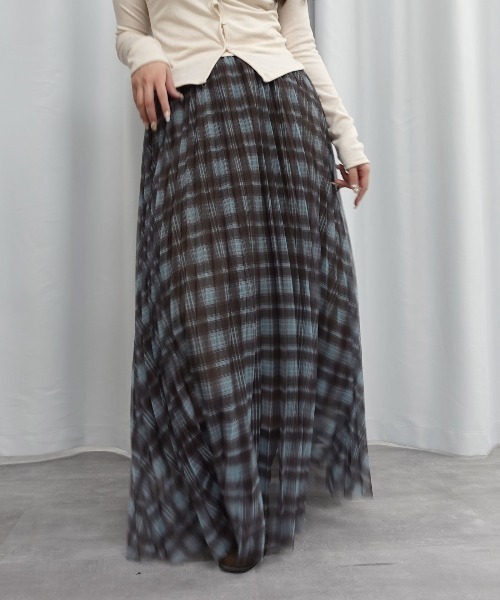 Lots of Love(ロッツオブラブ)の「シフォンチェックプリーツスカート(スカート・レディース・ブラウン/ブルー/ブラック・M)」の14枚目の写真