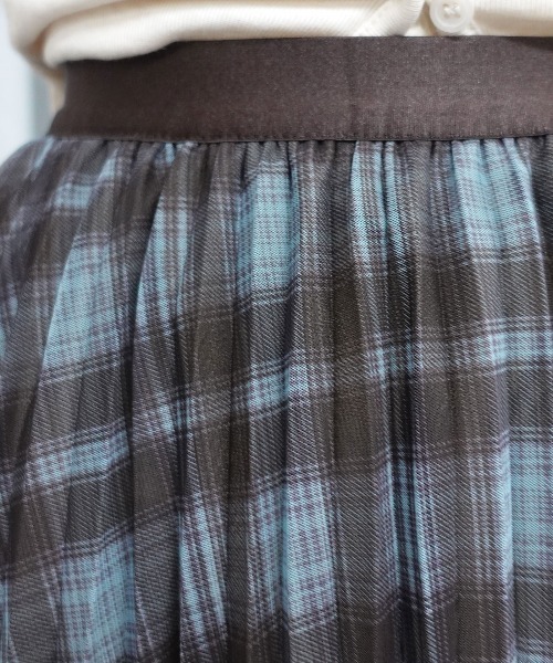 Lots of Love(ロッツオブラブ)の「シフォンチェックプリーツスカート(スカート・レディース・ブラウン/ブルー/ブラック・M)」の15枚目の写真