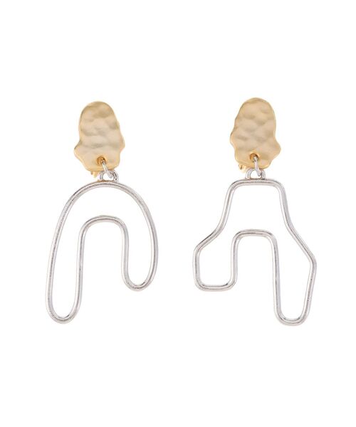 UN3D.（アンスリード）の「ASYMMETRY PIPE EARRING / アシンメトリーパイプイヤリング（イヤリング・レディース・ブラック/シルバー/ターコイズブルー・FREE）」の3枚目の写真