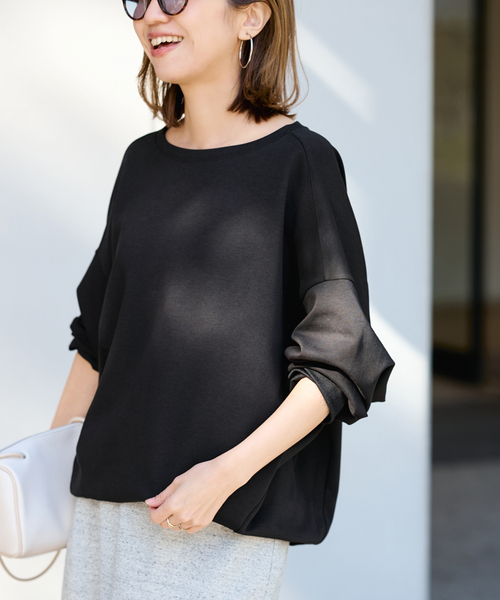 FRAMeWORK（フレームワーク）の「≪一部カラーWEB限定 / 追加≫コクーンプルオーバー（Tシャツ/カットソー・レディース・ホワイト/ブラック/チャコールグレー/グレー・FREE）」の3枚目の写真