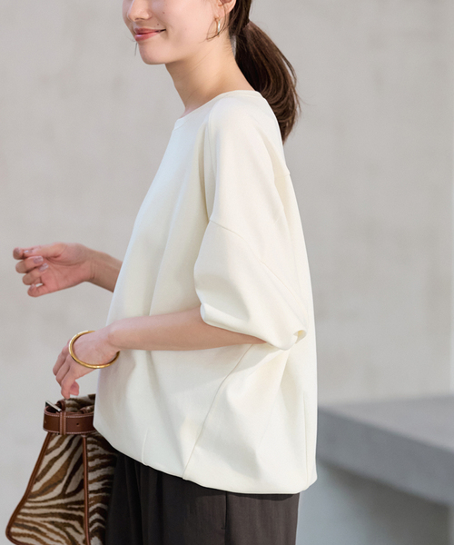 FRAMeWORK（フレームワーク）の「≪一部カラーWEB限定 / 追加≫コクーンプルオーバー（Tシャツ/カットソー・レディース・ホワイト/ブラック/チャコールグレー/グレー・FREE）」の13枚目の写真