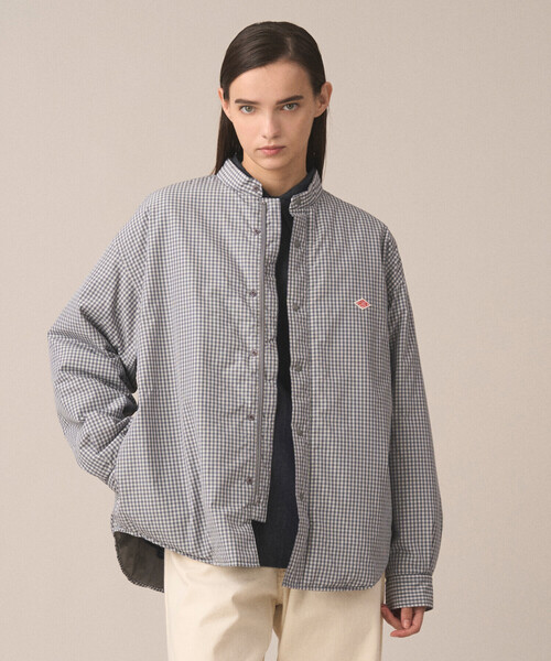 Women's Insulation Stand Collar Shirt Jacket Plaid（ブルゾン