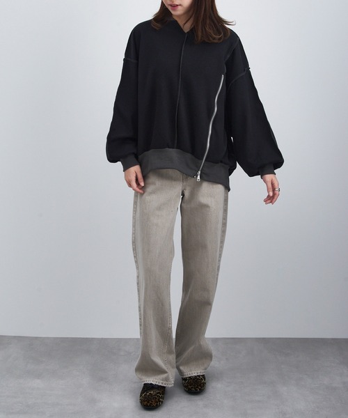 MAISON BREEZE reveur(メゾンブリーズレヴール)の「【MAISON BREEZE reveur】ZIPデザインワッフルプルオーバー trc(スウェット・レディース・ブラック/アイボリー/グレー・FREE)」の14枚目の写真