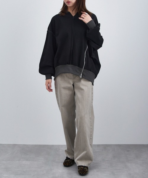MAISON BREEZE reveur(メゾンブリーズレヴール)の「【MAISON BREEZE reveur】ZIPデザインワッフルプルオーバー trc(スウェット・レディース・ブラック/アイボリー/グレー・FREE)」の15枚目の写真