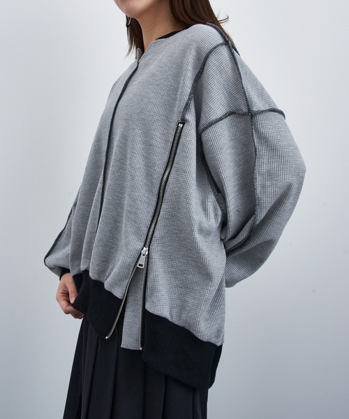 MAISON BREEZE reveur(メゾンブリーズレヴール)の「【MAISON BREEZE reveur】ZIPデザインワッフルプルオーバー trc(スウェット・レディース・ブラック/アイボリー/グレー・FREE)」の17枚目の写真