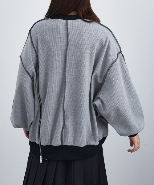MAISON BREEZE reveur(メゾンブリーズレヴール)の「【MAISON BREEZE reveur】ZIPデザインワッフルプルオーバー trc(スウェット・レディース・ブラック/アイボリー/グレー・FREE)」の20枚目の写真
