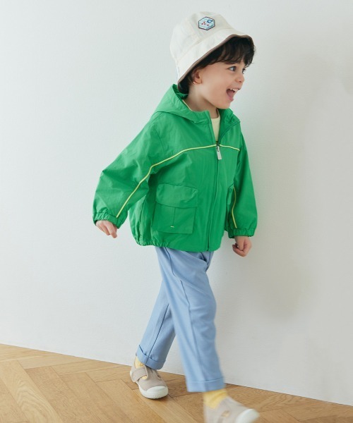 moimoln（モイモルン）の「カラーラインフード付きウィンドブレーカー（ナイロンジャケット・キッズ・グリーン/イエロー・90cm/100cm/110cm/120cm/130cm）」の17枚目の写真