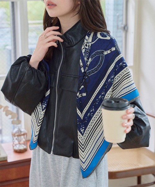 KOBE LETTUCE（コウベレタス）の「大判ウールタッチスカーフ（バンダナ/スカーフ・レディース・ブラウン/ブルー/アイボリー・FREE）」の6枚目の写真