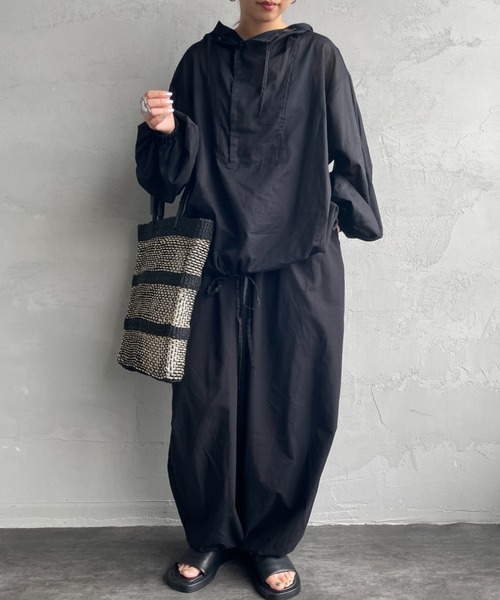 mizuiro ind/ミズイロインド] 別注 フード付き ワイドシルエット プル