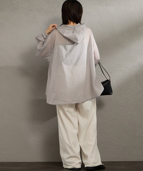 mizuiro ind/ミズイロインド] 別注 フード付き ワイドシルエット プル
