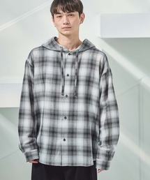 LAKOLE | オンブレーチェックフード長袖シャツ / 643822(シャツ/ブラウス)