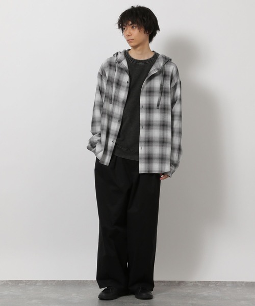 LAKOLE(ラコレ)の「オンブレーチェックフード長袖シャツ / 643822(シャツ/ブラウス・メンズ・ブラック/ピンク/ブラウン・LARGE/MEDIUM)」の4枚目の写真