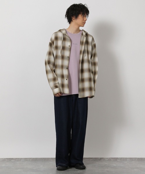 LAKOLE(ラコレ)の「オンブレーチェックフード長袖シャツ / 643822(シャツ/ブラウス・メンズ・ブラック/ピンク/ブラウン・LARGE/MEDIUM)」の6枚目の写真