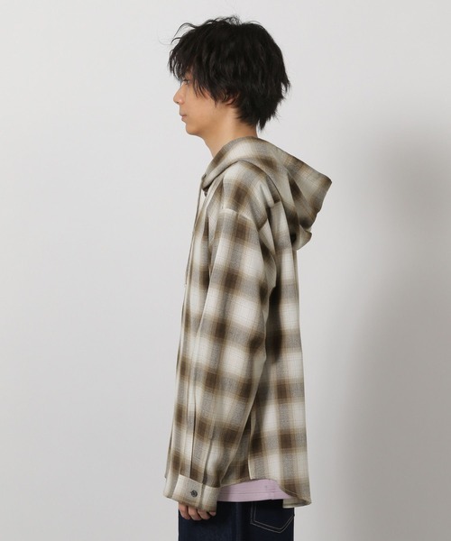 LAKOLE(ラコレ)の「オンブレーチェックフード長袖シャツ / 643822(シャツ/ブラウス・メンズ・ブラック/ピンク/ブラウン・LARGE/MEDIUM)」の11枚目の写真