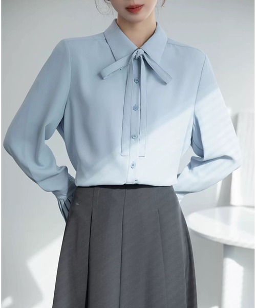 Beststore(ベストストア)の「ボウタイシャツブラウス 袖口プリーツ レディース(シャツ/ブラウス・レディース・ピンク/ホワイト/ブルー・L/M)」の14枚目の写真