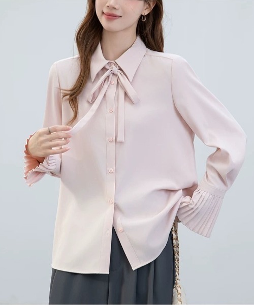 Beststore(ベストストア)の「ボウタイシャツブラウス 袖口プリーツ レディース(シャツ/ブラウス・レディース・ピンク/ホワイト/ブルー・L/M)」の12枚目の写真