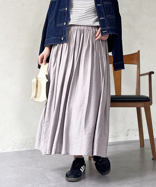 un dix cors（アンディコール）の「オーガンジースカート（スカート・レディース・グレイッシュベージュ/グリーン・FREE）」の2枚目の写真