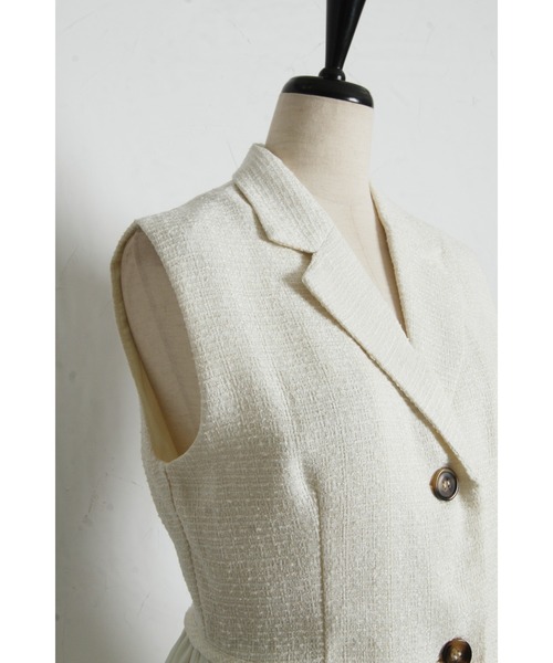 &. NOSTALGIA（アンドドットノスタルジア）の「ツイードアシメフリルジレ（テーラードジャケット・レディース・ホワイト/ブラック・M）」の19枚目の写真