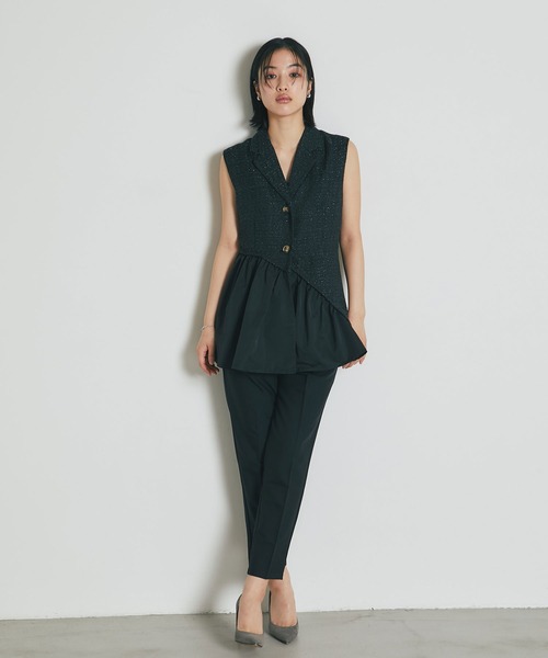 &. NOSTALGIA（アンドドットノスタルジア）の「ツイードアシメフリルジレ（テーラードジャケット・レディース・ホワイト/ブラック・M）」の10枚目の写真