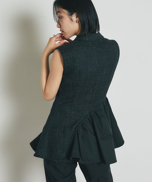 &. NOSTALGIA（アンドドットノスタルジア）の「ツイードアシメフリルジレ（テーラードジャケット・レディース・ホワイト/ブラック・M）」の12枚目の写真