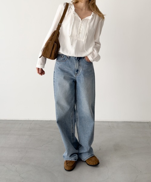 CANAL JEAN（キャナルジーン）の「MAYSEVEN　ピンタックフリルブラウス（シャツ/ブラウス・レディース・アイボリー・ONE SIZE）」の4枚目の写真