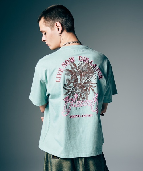glamb(グラム)の「Spin Logo Surf T-Shirt / スピンロゴサーフTシャツ(Tシャツ/カットソー・メンズ・ベージュ/ミント・S/M/L)」の1枚目の写真