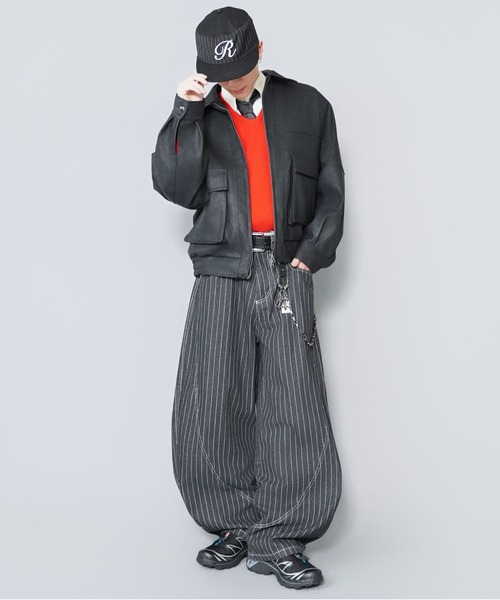 SPINNS(スピンズ)の「ヴィンテージライクPU A-2ショートジャケット/合皮ブルゾン(その他アウター・メンズ・ブラック/ブラウン・L/M)」の6枚目の写真