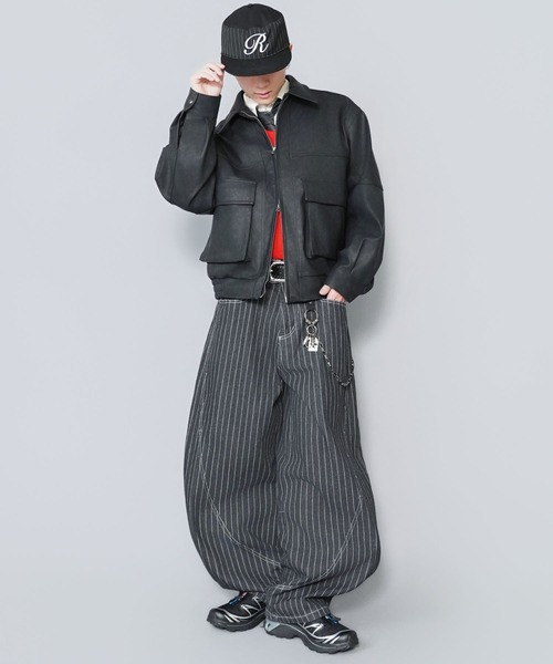 SPINNS(スピンズ)の「ヴィンテージライクPU A-2ショートジャケット/合皮ブルゾン(その他アウター・メンズ・ブラック/ブラウン・L/M)」の9枚目の写真