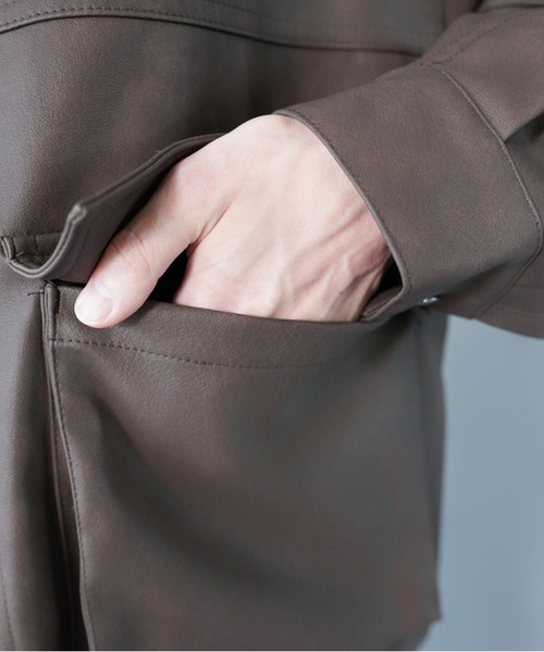 SPINNS(スピンズ)の「ヴィンテージライクPU A-2ショートジャケット/合皮ブルゾン(その他アウター・メンズ・ブラック/ブラウン・L/M)」の15枚目の写真