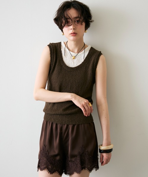 Trish(トリッシュ)の「スラブレイヤード風タンク(タンクトップ・レディース・ブラウン/グレー・MEDIUM)」の19枚目の写真