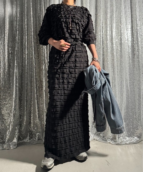 PROVOKE (プロヴォーク)の「FRILL MAXI SKIRT(スカート・レディース・オフホワイト/ブラック・FREE)」の2枚目の写真