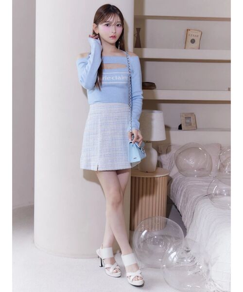 EATME（イートミー）の「【marie claire×EATME】オフショルダーニットTOP（ニット/セーター・レディース・ブラック/ブルー/オフホワイト・FREE）」の4枚目の写真