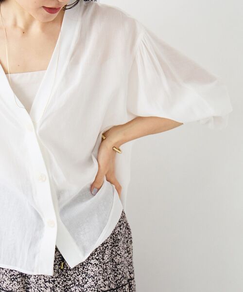 le.coeur blanc(ルクールブラン)の「シアーシャツカーデ(シャツ/ブラウス・レディース・オレンジ/ブラック/ホワイト・38)」の7枚目の写真