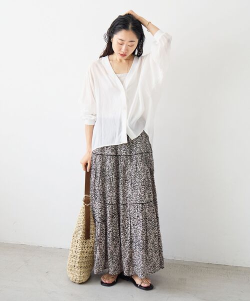 le.coeur blanc(ルクールブラン)の「シアーシャツカーデ(シャツ/ブラウス・レディース・オレンジ/ブラック/ホワイト・38)」の8枚目の写真