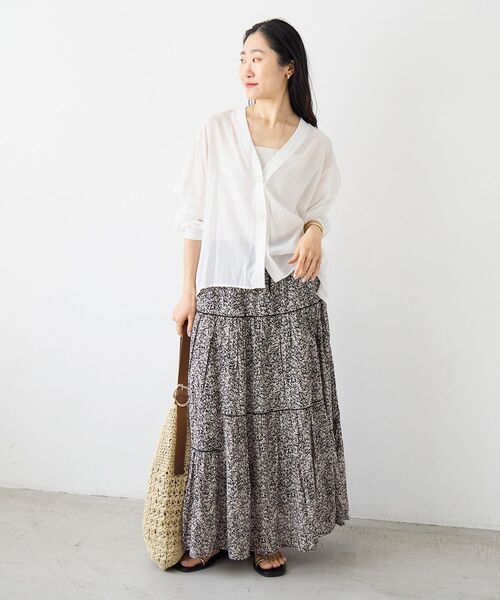 le.coeur blanc(ルクールブラン)の「シアーシャツカーデ(シャツ/ブラウス・レディース・オレンジ/ブラック/ホワイト・38)」の12枚目の写真