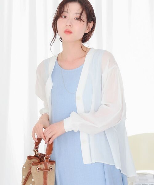 le.coeur blanc(ルクールブラン)の「シアーシャツカーデ(シャツ/ブラウス・レディース・オレンジ/ブラック/ホワイト・38)」の13枚目の写真