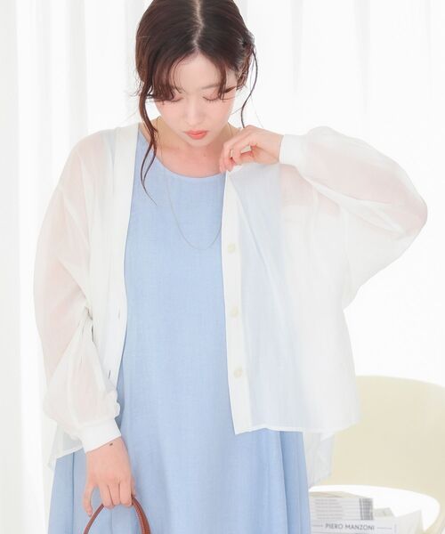 le.coeur blanc(ルクールブラン)の「シアーシャツカーデ(シャツ/ブラウス・レディース・オレンジ/ブラック/ホワイト・38)」の14枚目の写真