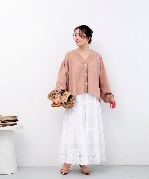 le.coeur blanc(ルクールブラン)の「シアーシャツカーデ(シャツ/ブラウス・レディース・オレンジ/ブラック/ホワイト・38)」の21枚目の写真