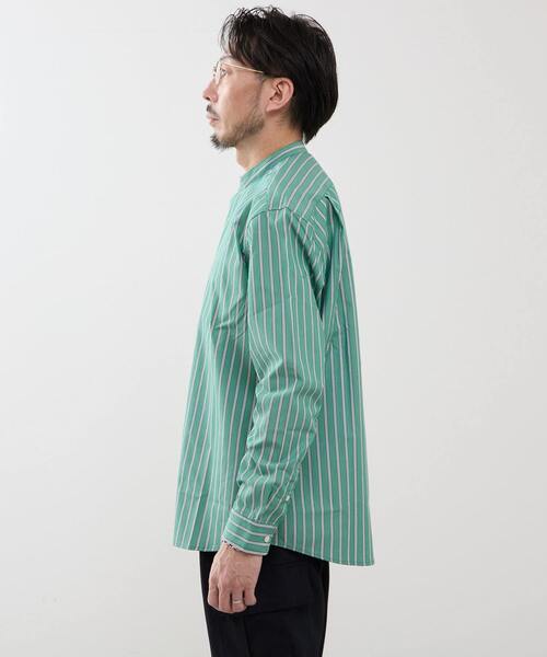 MEN'S MELROSE（メンズメルローズ）の「カラードストライプバンドカラーシャツ（シャツ/ブラウス・メンズ・グリーン/ライトグレー/ネイビー・3/2/4）」の4枚目の写真