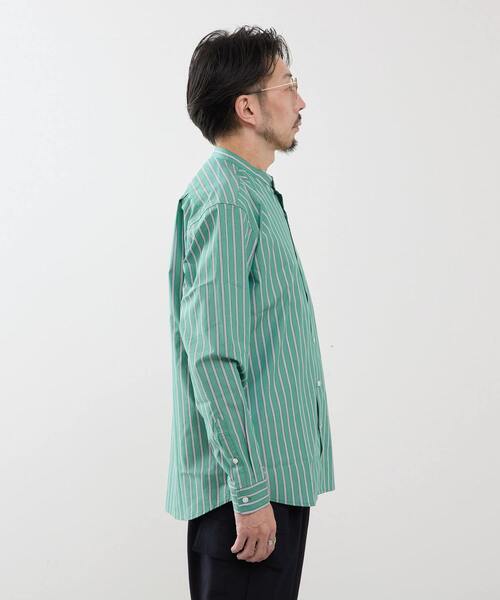 MEN'S MELROSE（メンズメルローズ）の「カラードストライプバンドカラーシャツ（シャツ/ブラウス・メンズ・グリーン/ライトグレー/ネイビー・3/2/4）」の6枚目の写真