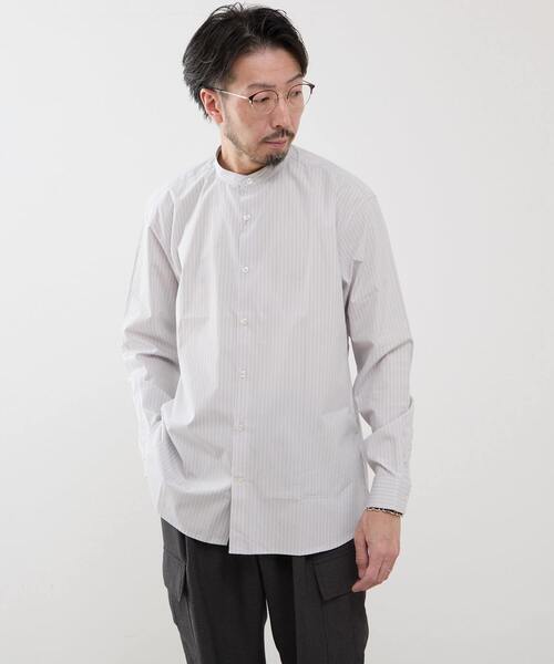 MEN'S MELROSE（メンズメルローズ）の「カラードストライプバンドカラーシャツ（シャツ/ブラウス・メンズ・グリーン/ライトグレー/ネイビー・3/2/4）」の12枚目の写真